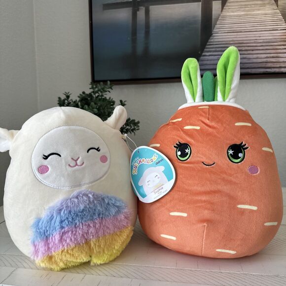 Claire’s Squishmallows Plush Toy Doll Lot Sophie The Lamb, Caroleena the Carrot - Picture 1 of 12